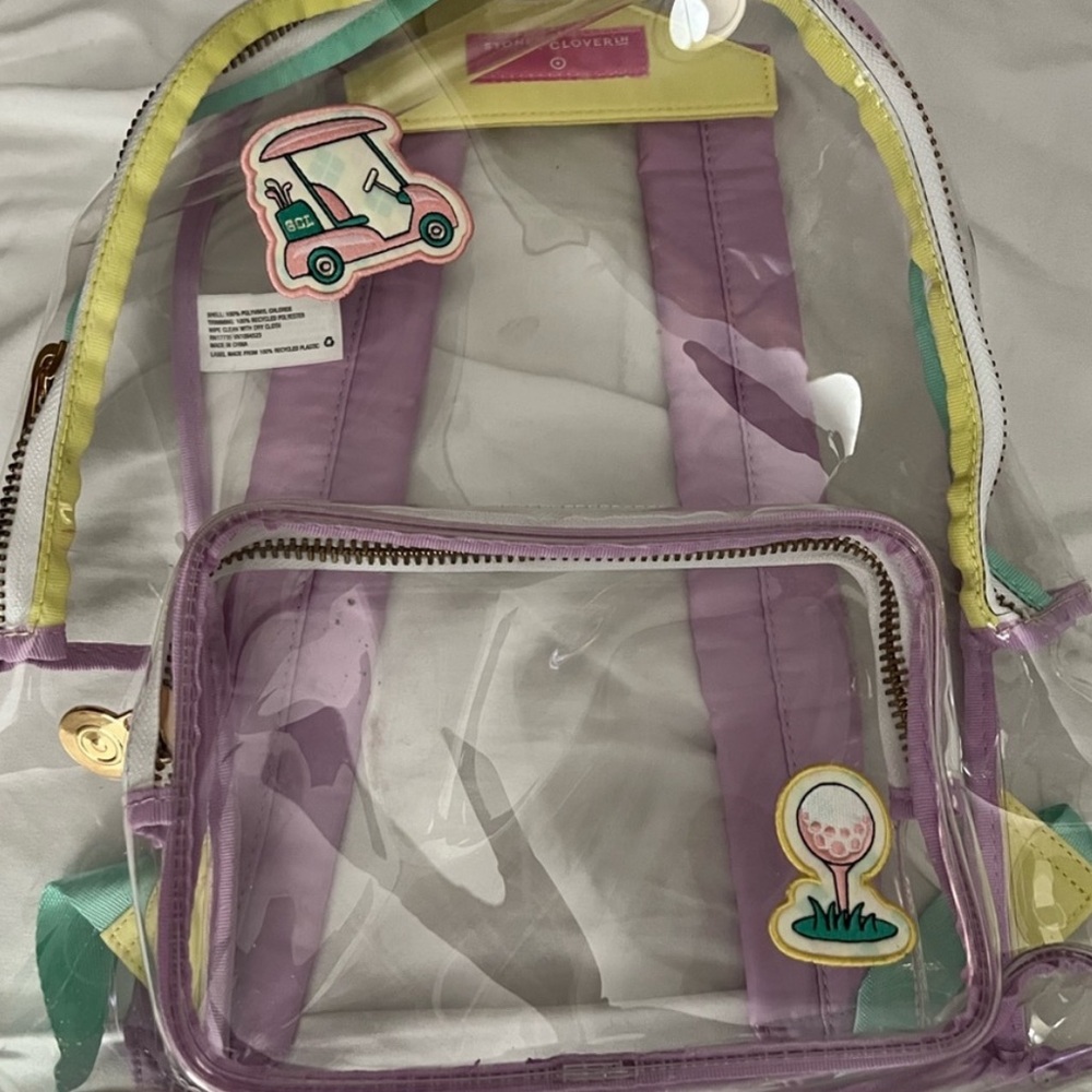 Stoney Clover Lane Clear Backpack with Purple and Mint Accents